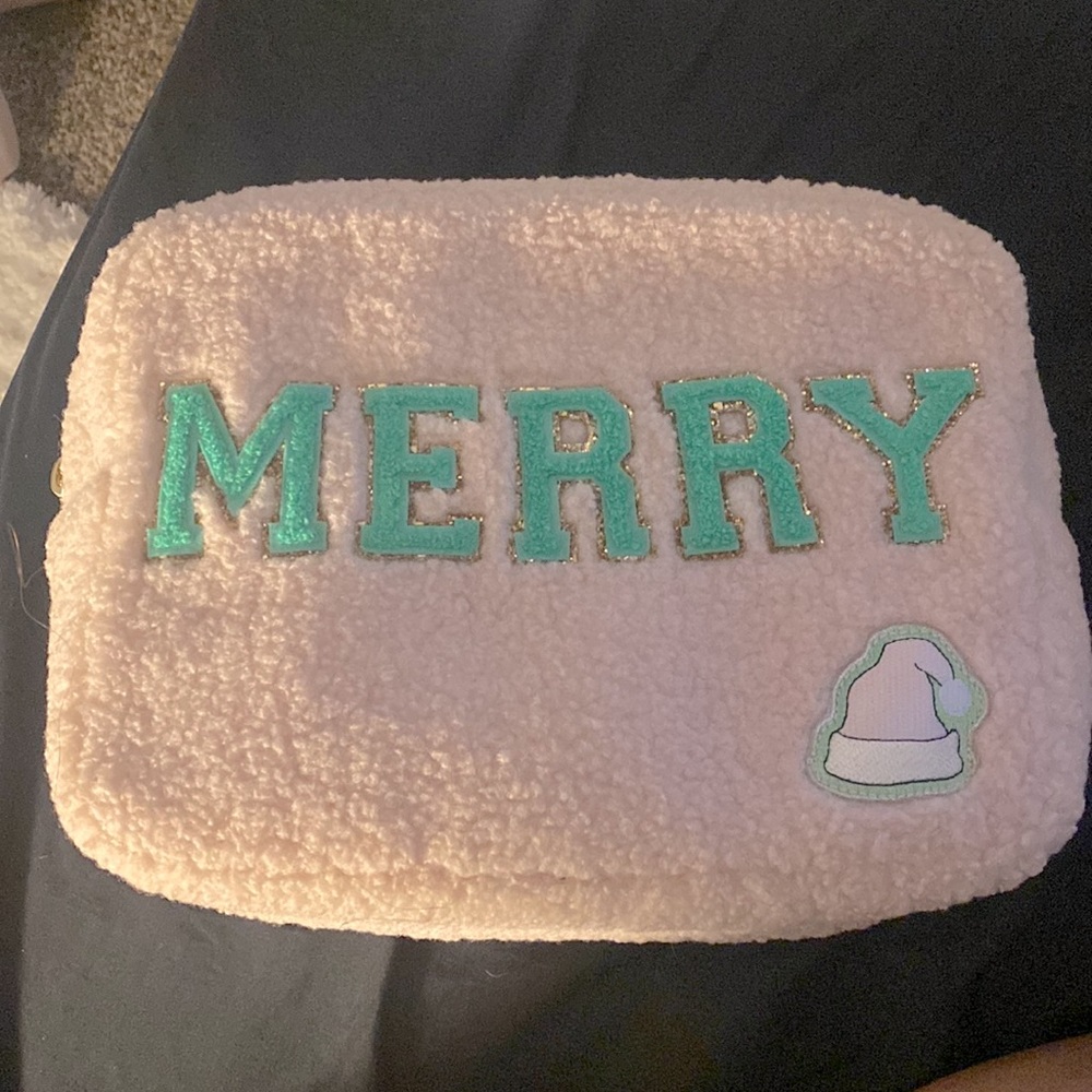 SCL Stoney Clover Lane Large Pouch Christmas Merry Rose Cozy